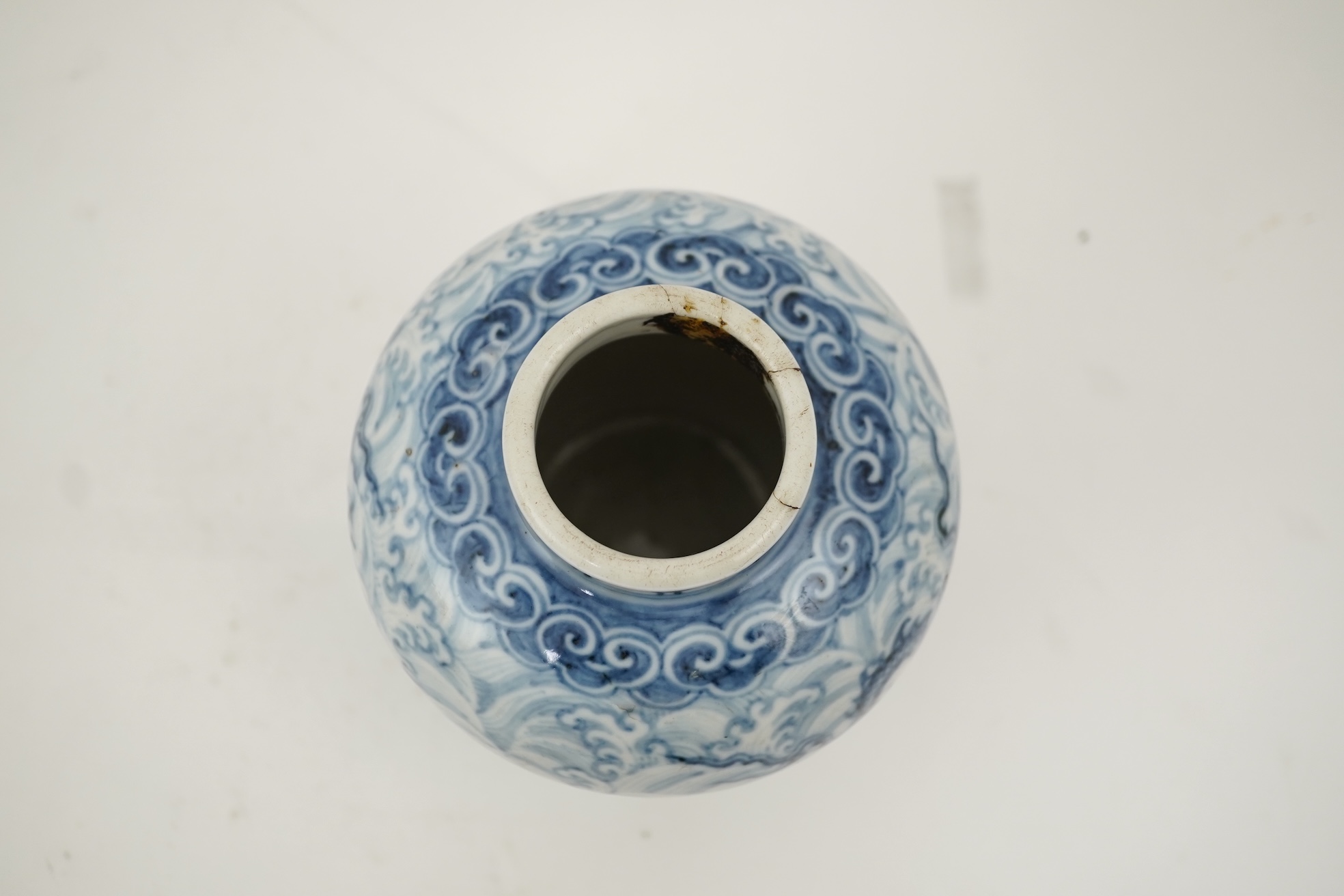 A Chinese blue and white 'dragon' vase, probably Qing dynasty